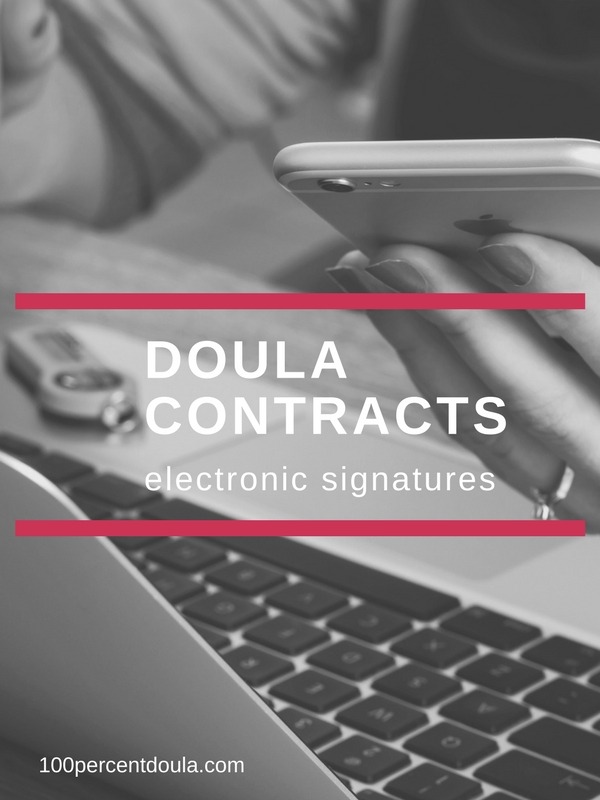 Doula signs contracts electronically.